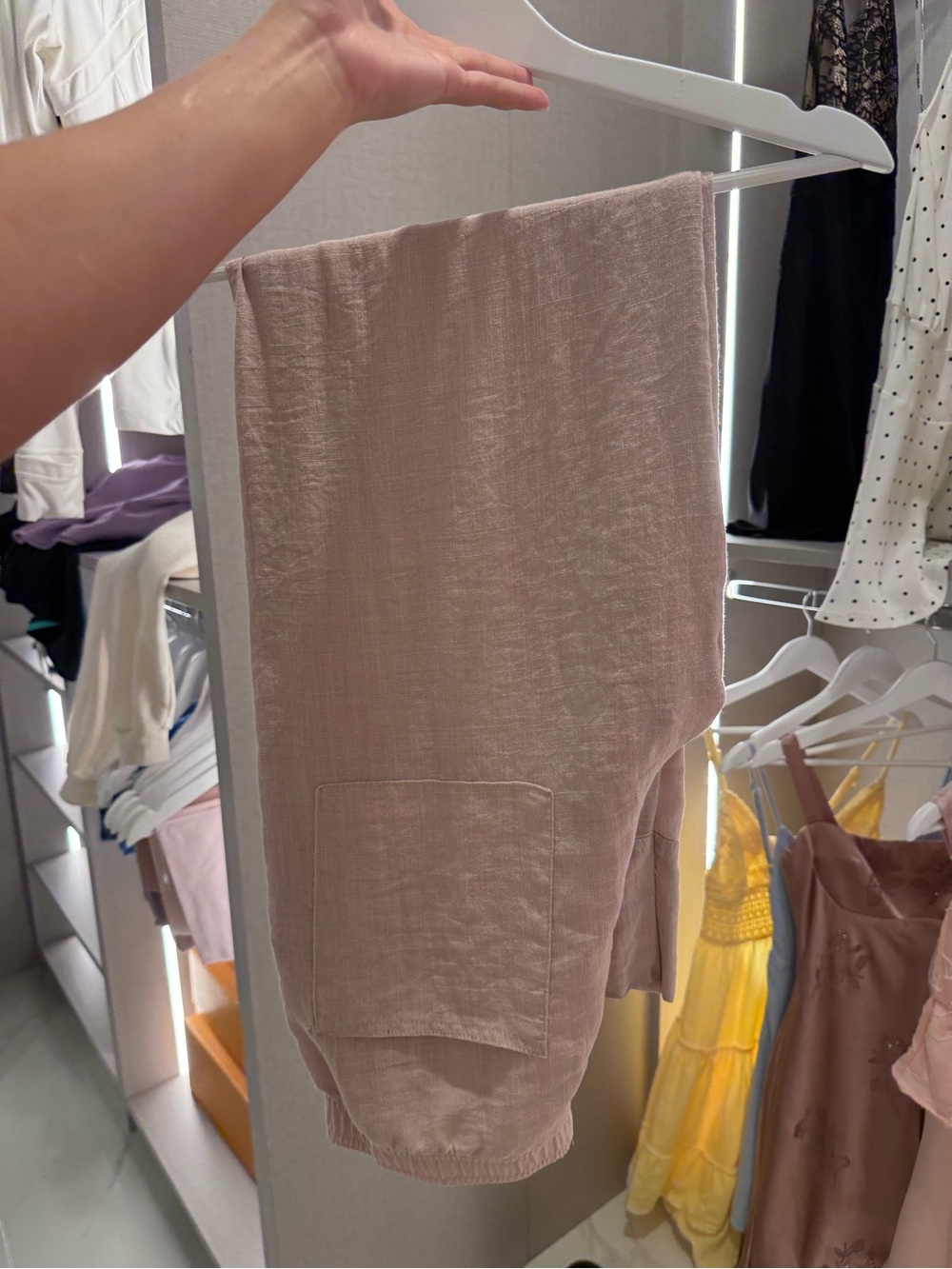 Zara Linen-Blend Pants in Dusty Rose